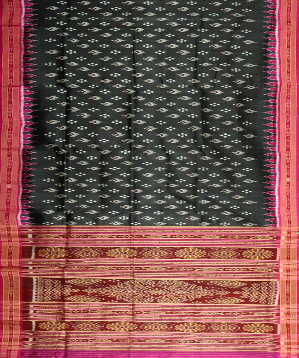 Black pink silk handloom khandua saree