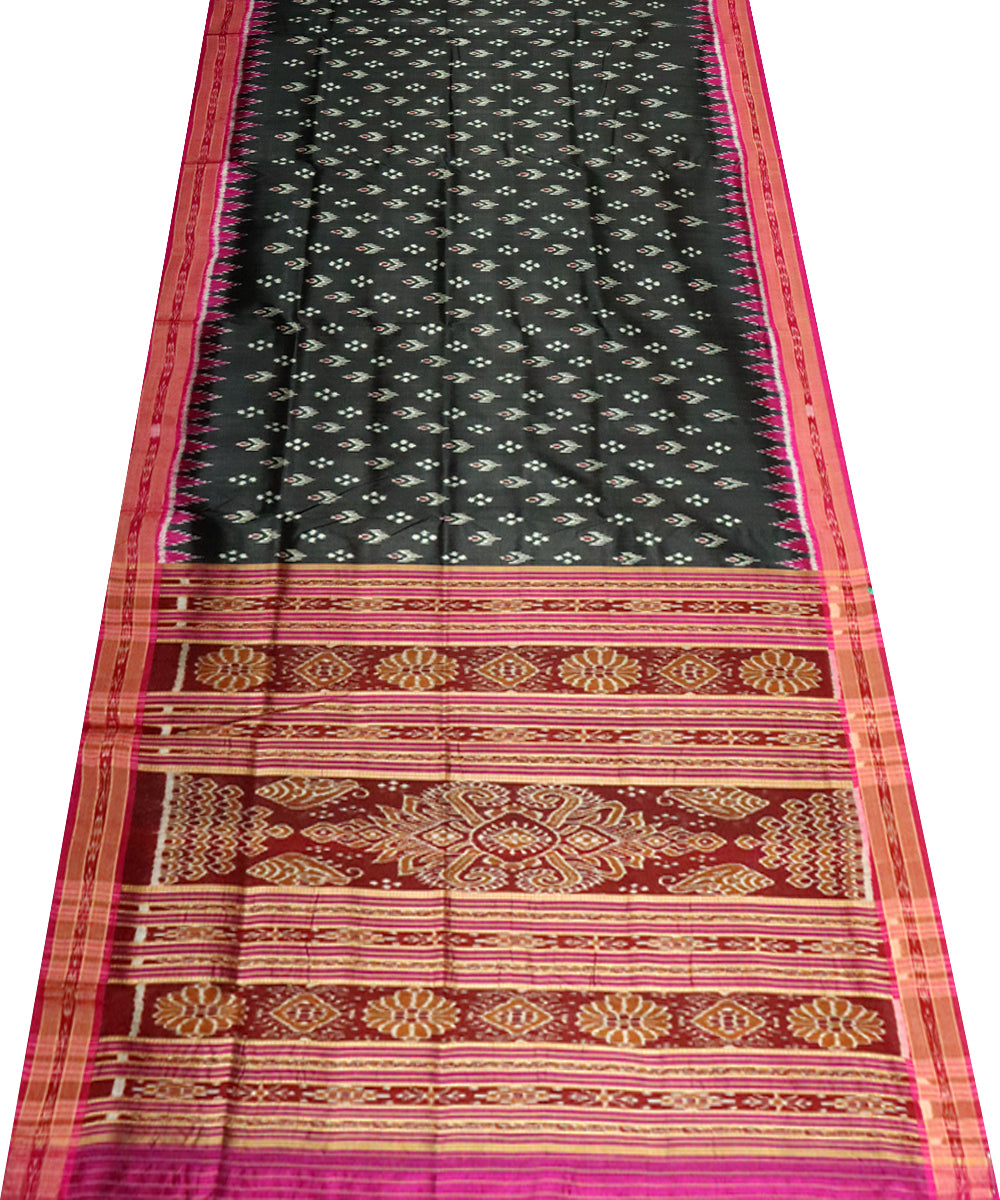 Black pink silk handloom khandua saree