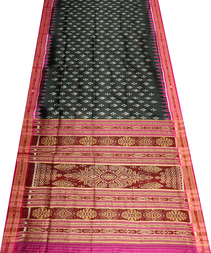 Black pink silk handloom khandua saree