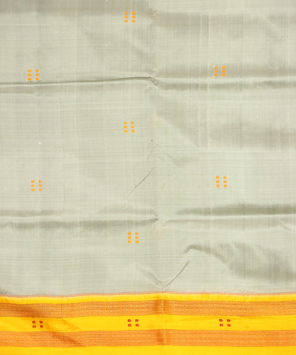 Grey yellow silk handloom khandua saree