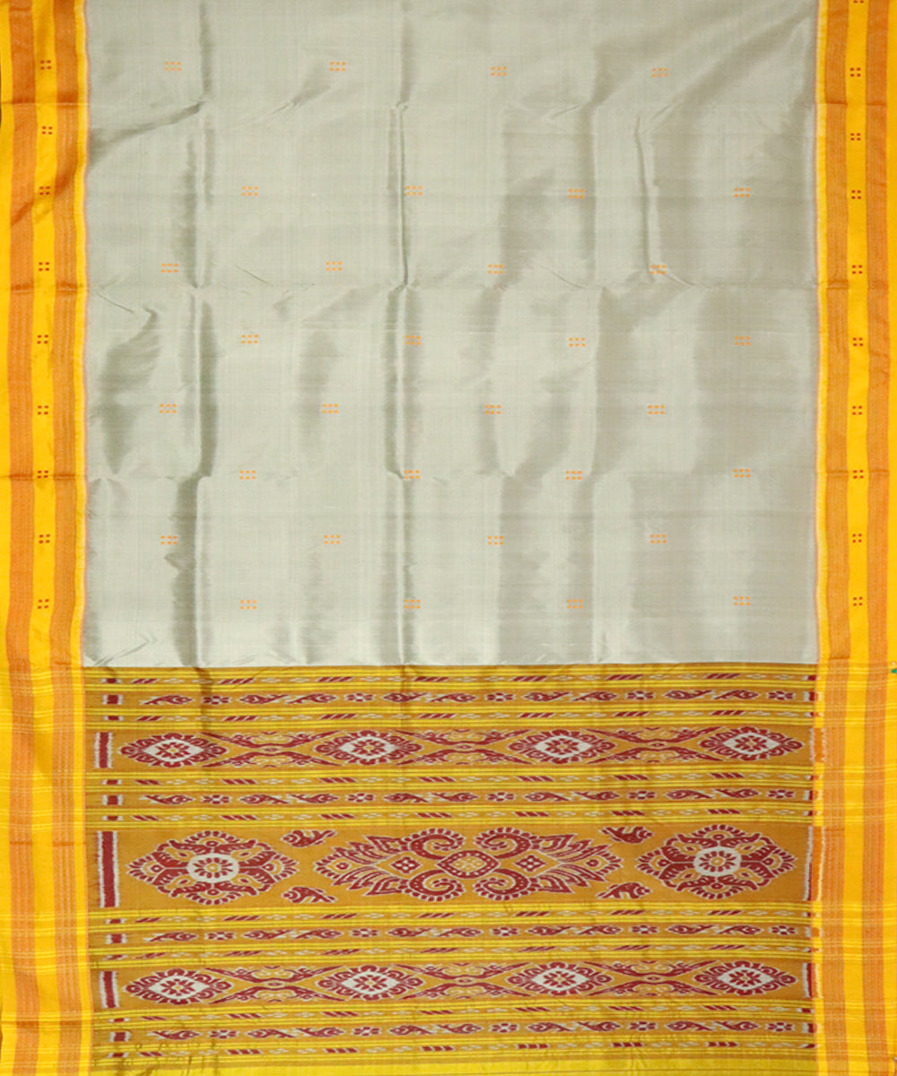 Grey yellow silk handloom khandua saree