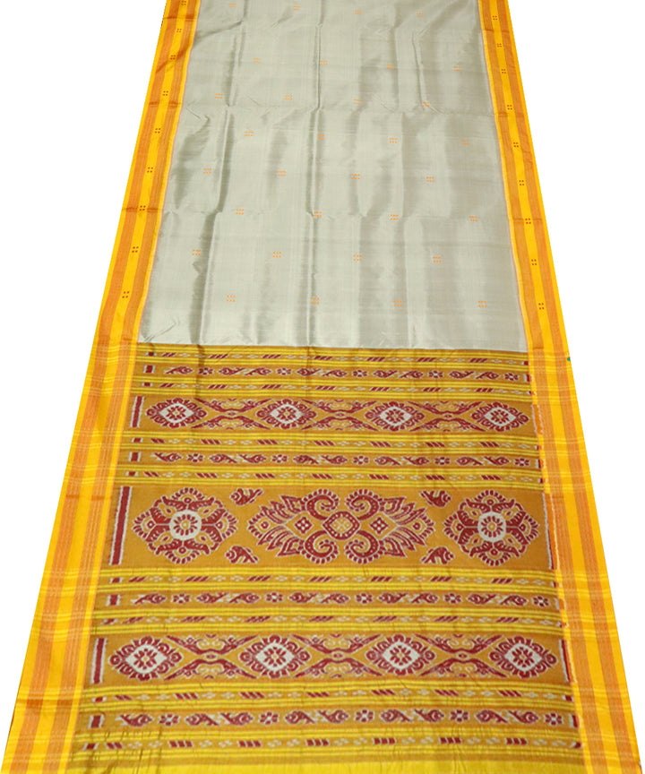 Grey yellow silk handloom khandua saree