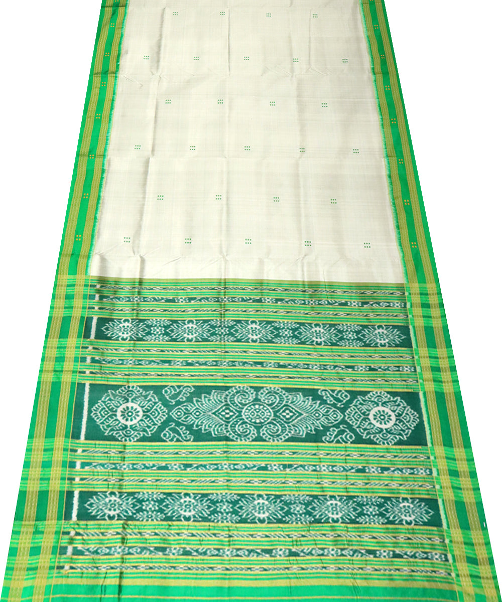 Grey green silk handloom khandua saree