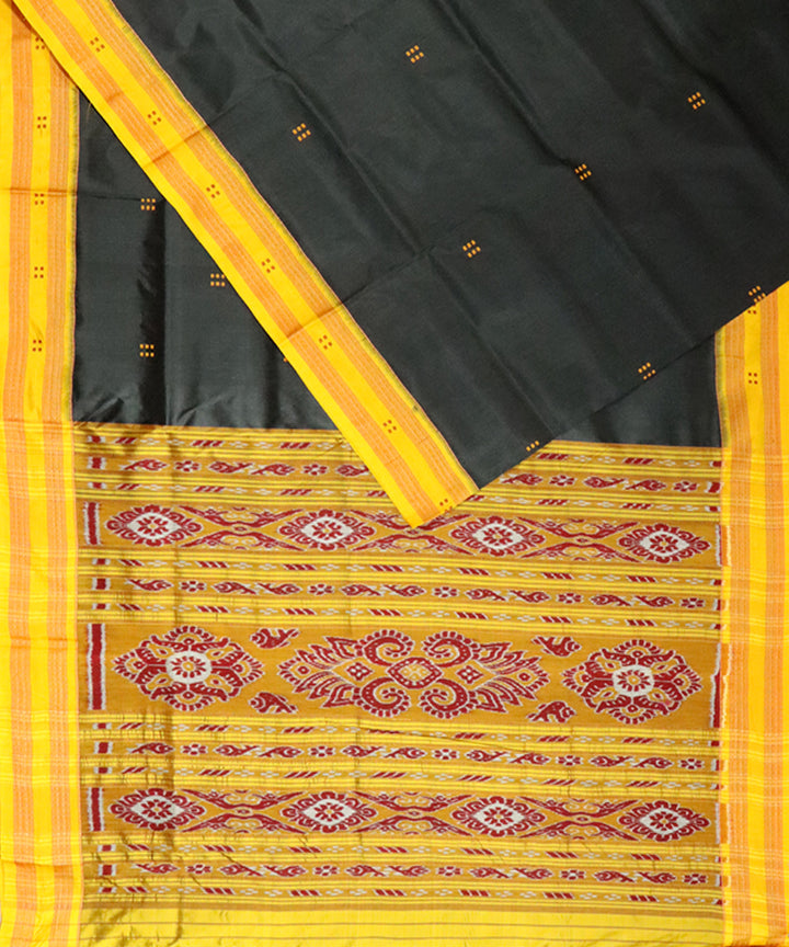 Black yellow silk handloom khandua saree