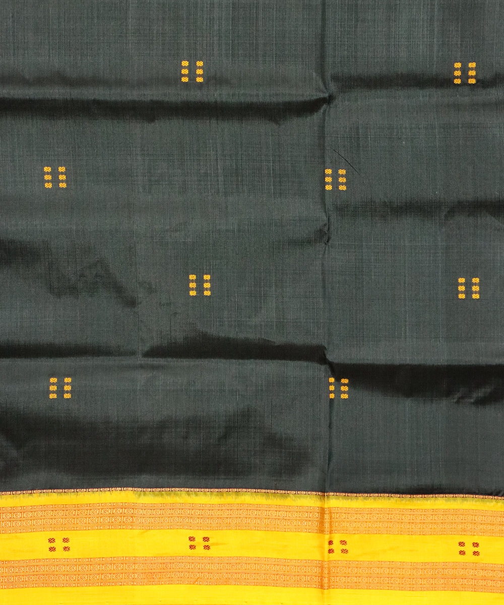 Black yellow silk handloom khandua saree