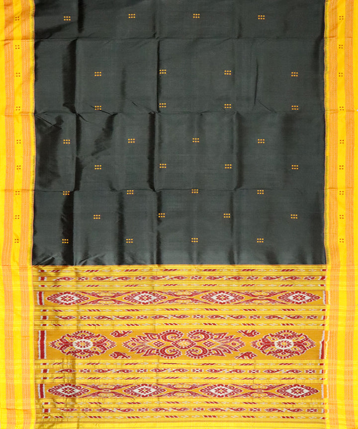 Black yellow silk handloom khandua saree