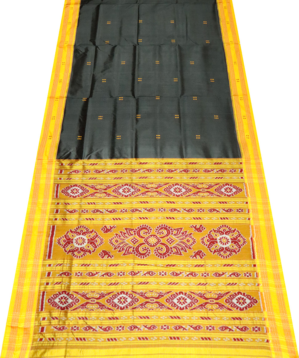 Black yellow silk handloom khandua saree