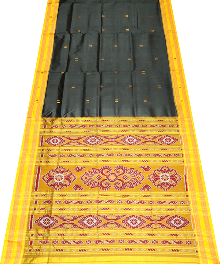 Black yellow silk handloom khandua saree