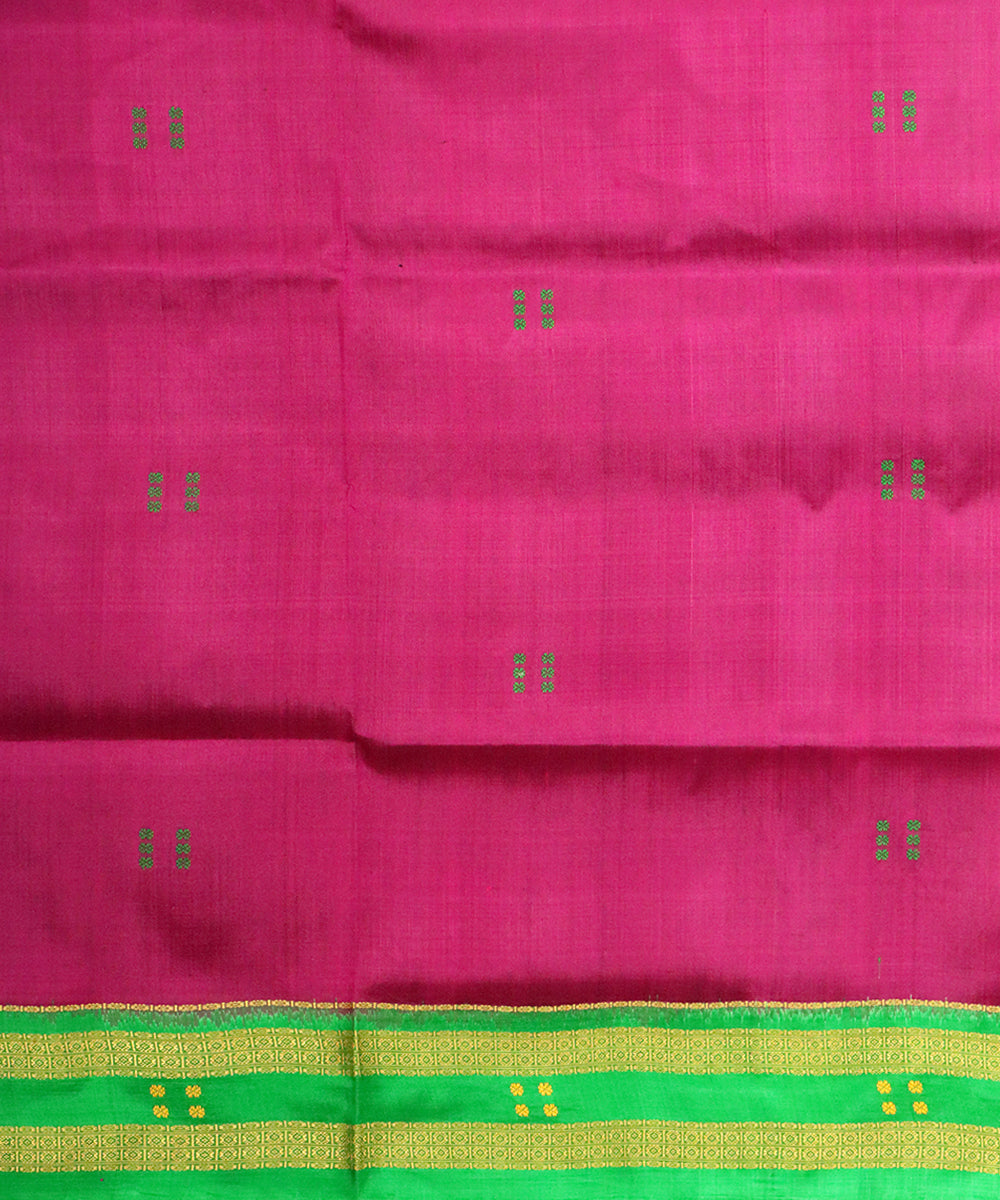 Dark raspberry green silk handloom khandua saree