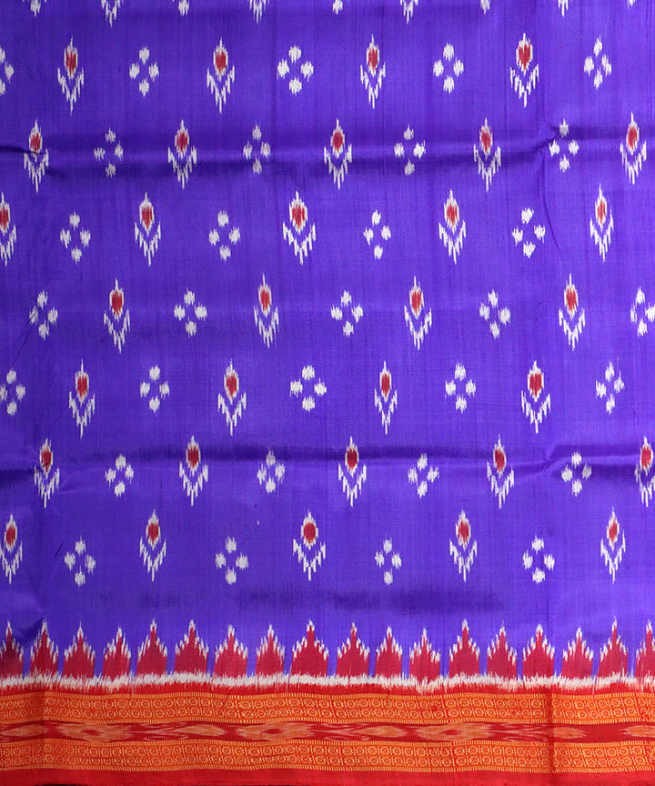 Dark slate blue maroon silk handloom khandua saree