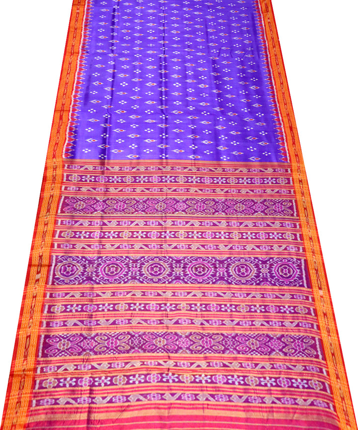 Dark slate blue maroon silk handloom khandua saree