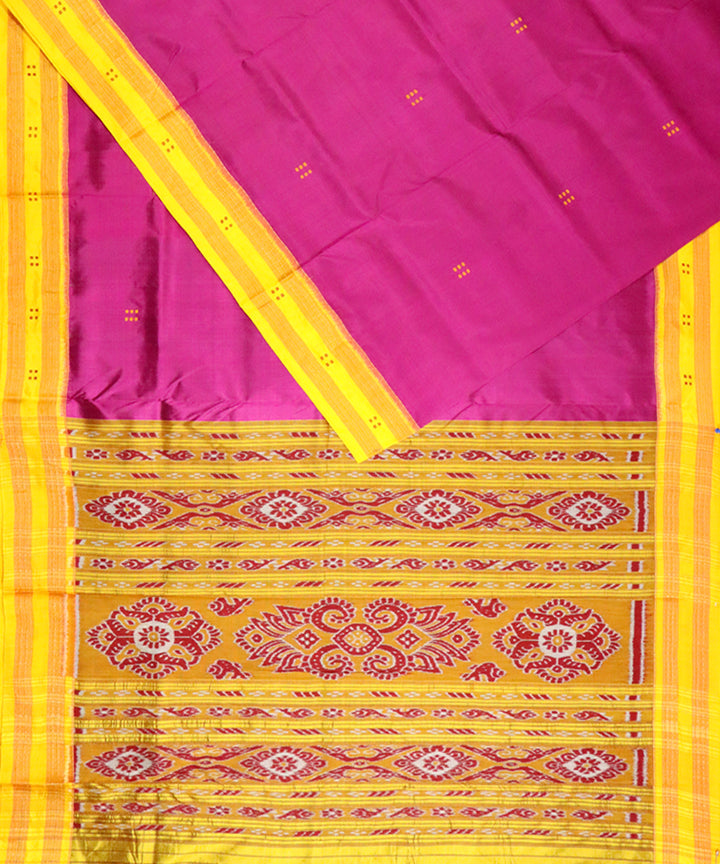 Boysenberry yellow silk handloom khandua saree