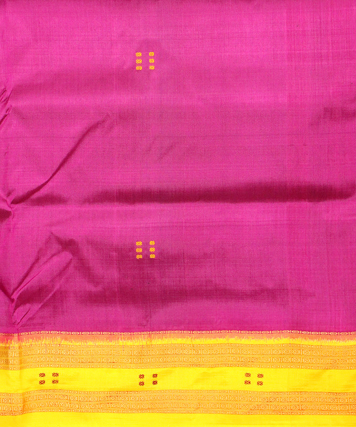 Boysenberry yellow silk handloom khandua saree