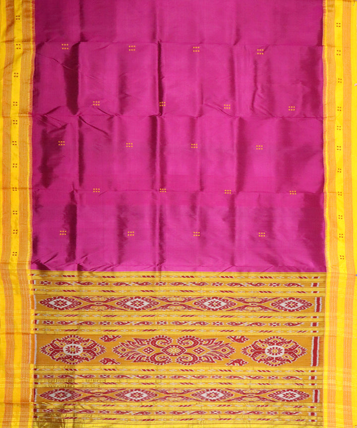 Boysenberry yellow silk handloom khandua saree