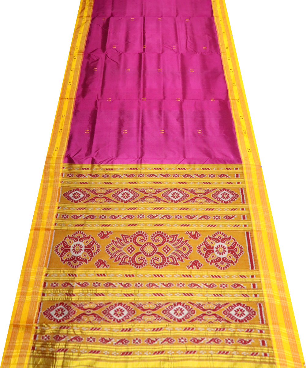 Boysenberry yellow silk handloom khandua saree