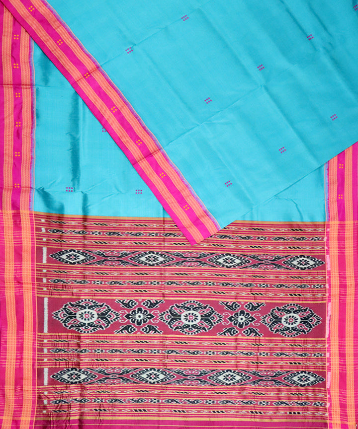 Bondi blue pink silk handloom khandua saree