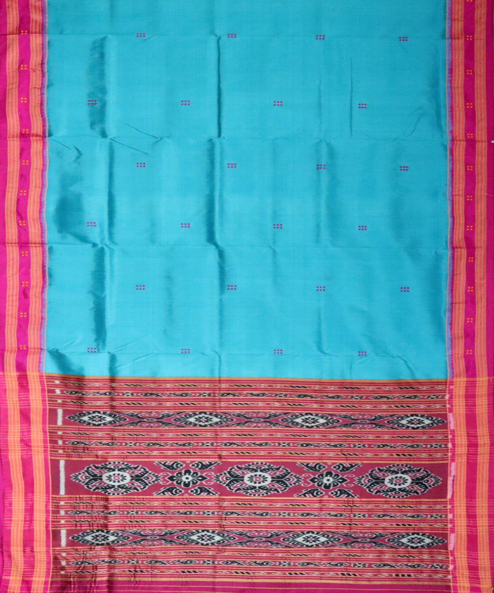 Bondi blue pink silk handloom khandua saree