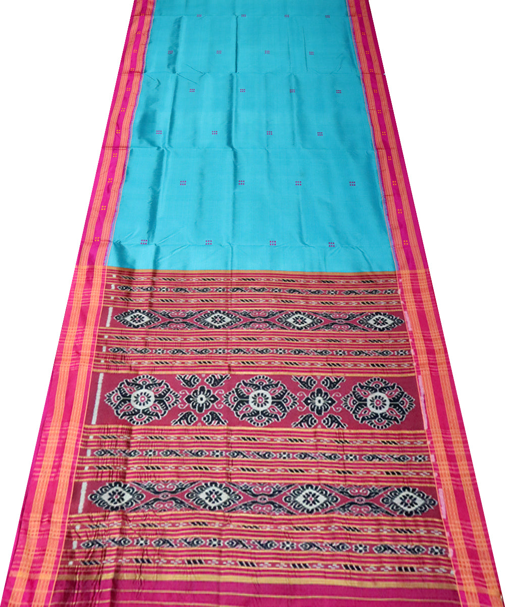 Bondi blue pink silk handloom khandua saree