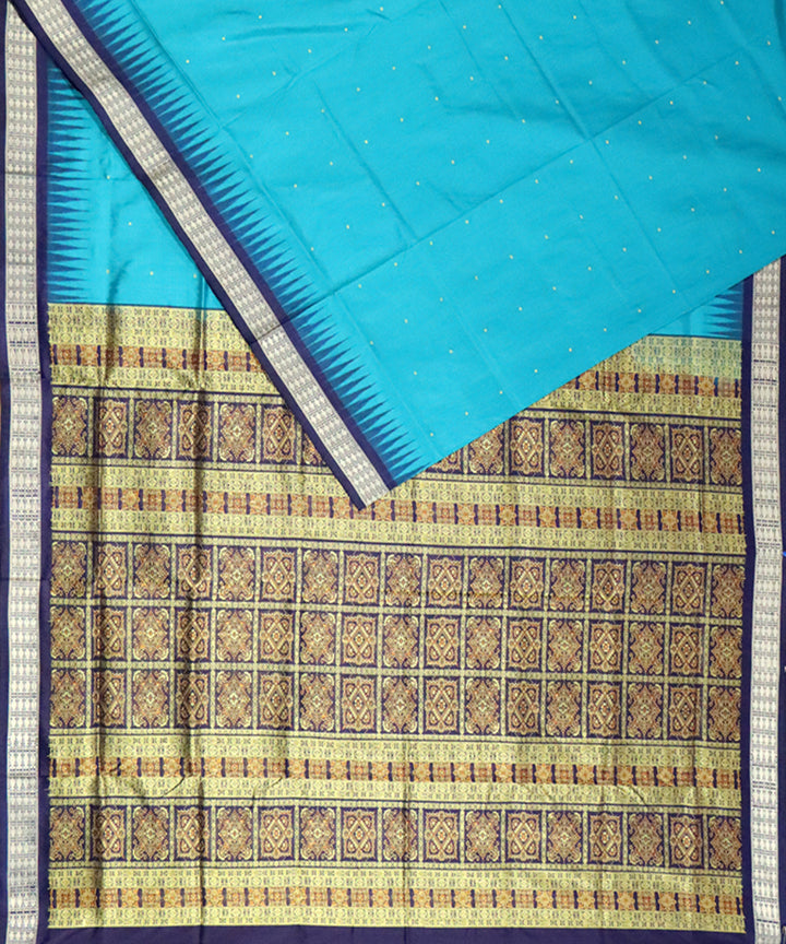 Pacific blue navy blue silk handloom bomkai saree