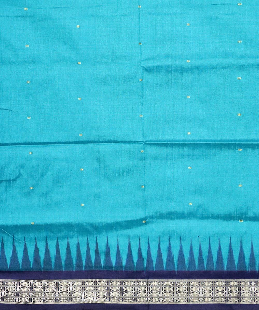 Pacific blue navy blue silk handloom bomkai saree