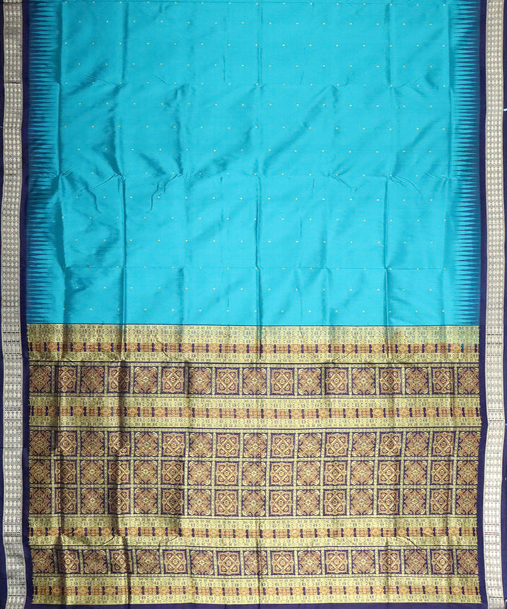 Pacific blue navy blue silk handloom bomkai saree