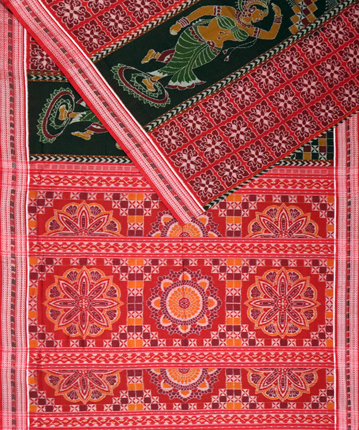 Black red cotton handloom sambalpuri saree