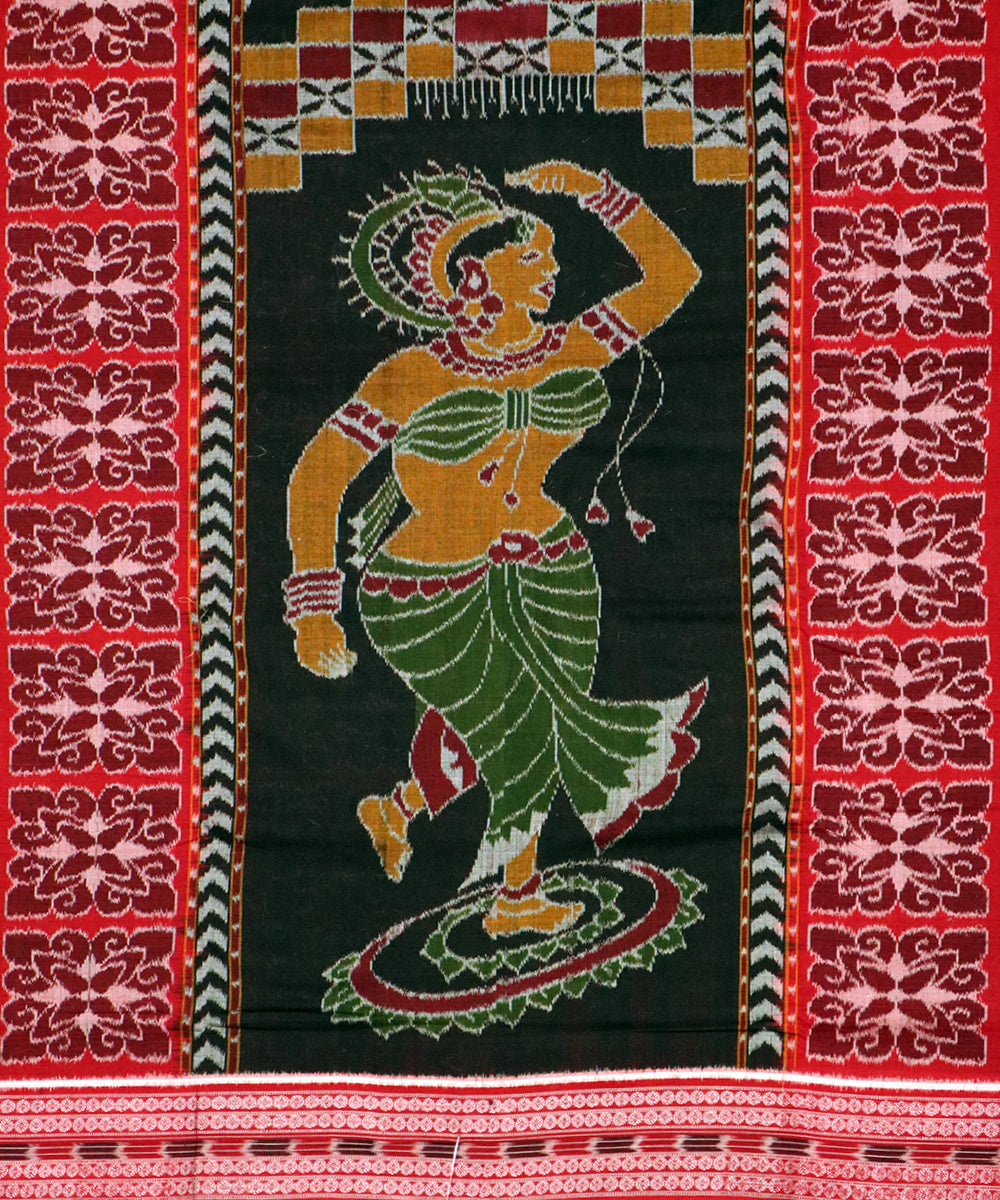 Black red cotton handloom sambalpuri saree