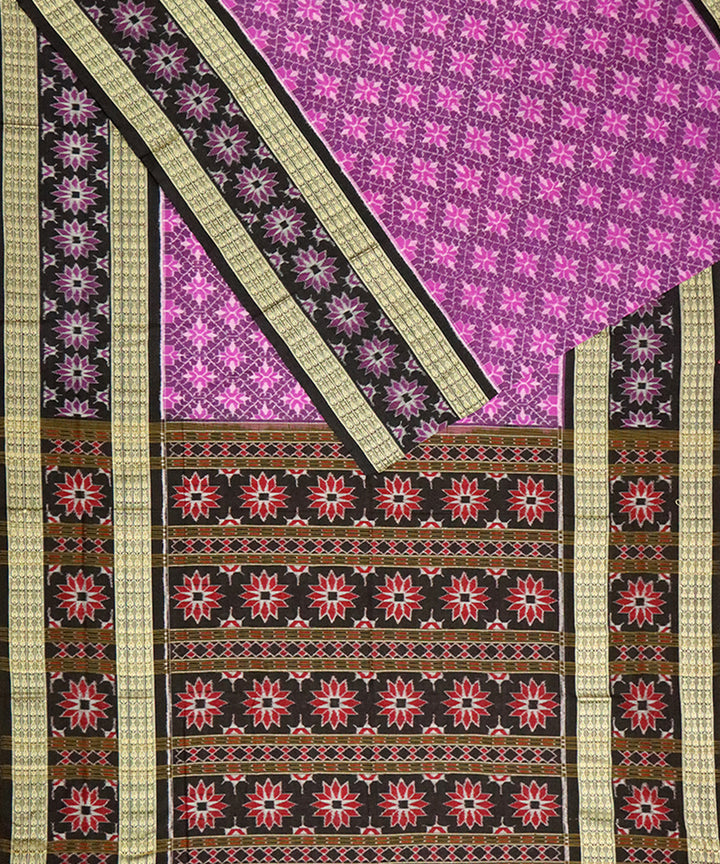 French mauve black cotton handloom sambalpuri saree