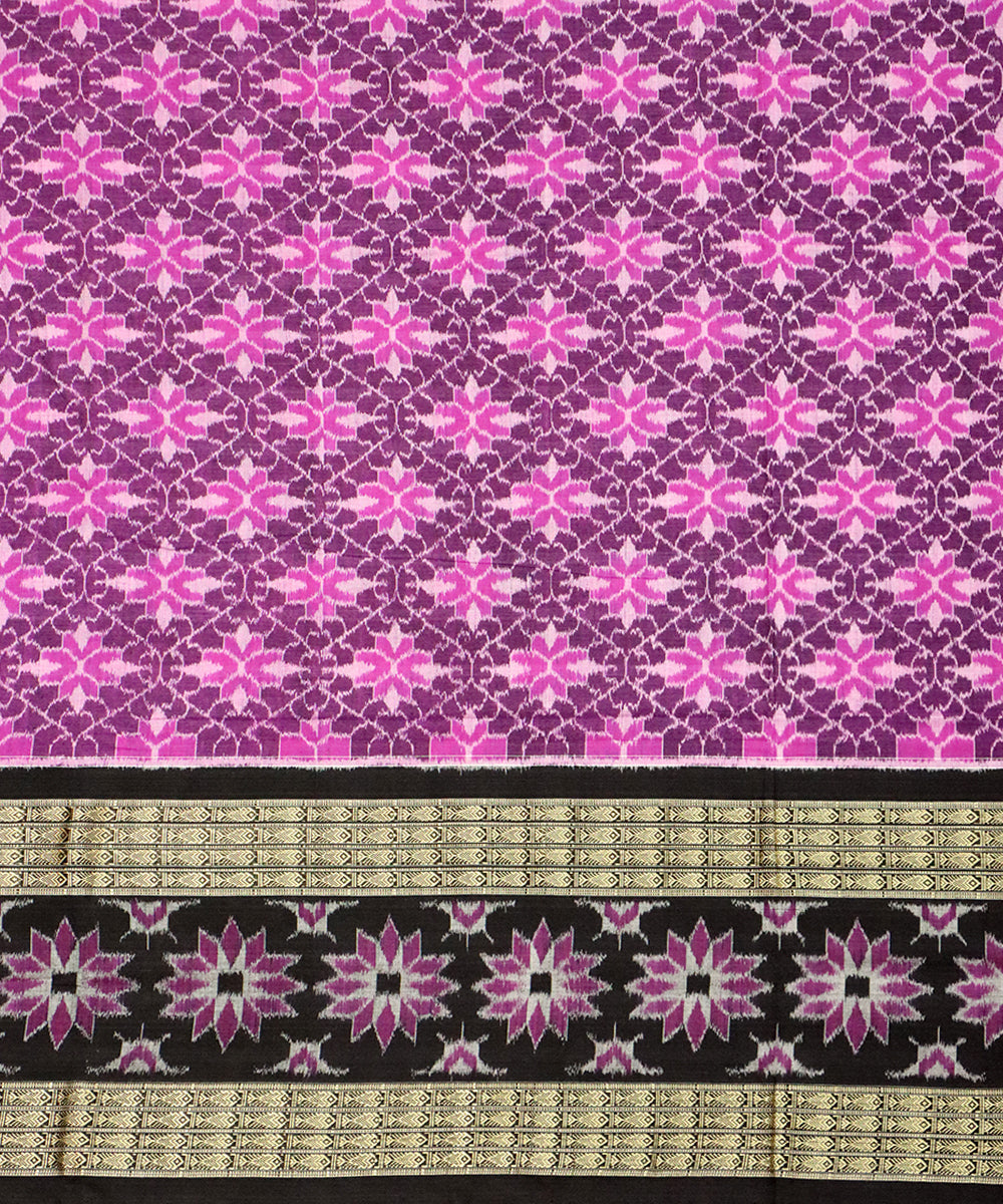 French mauve black cotton handloom sambalpuri saree