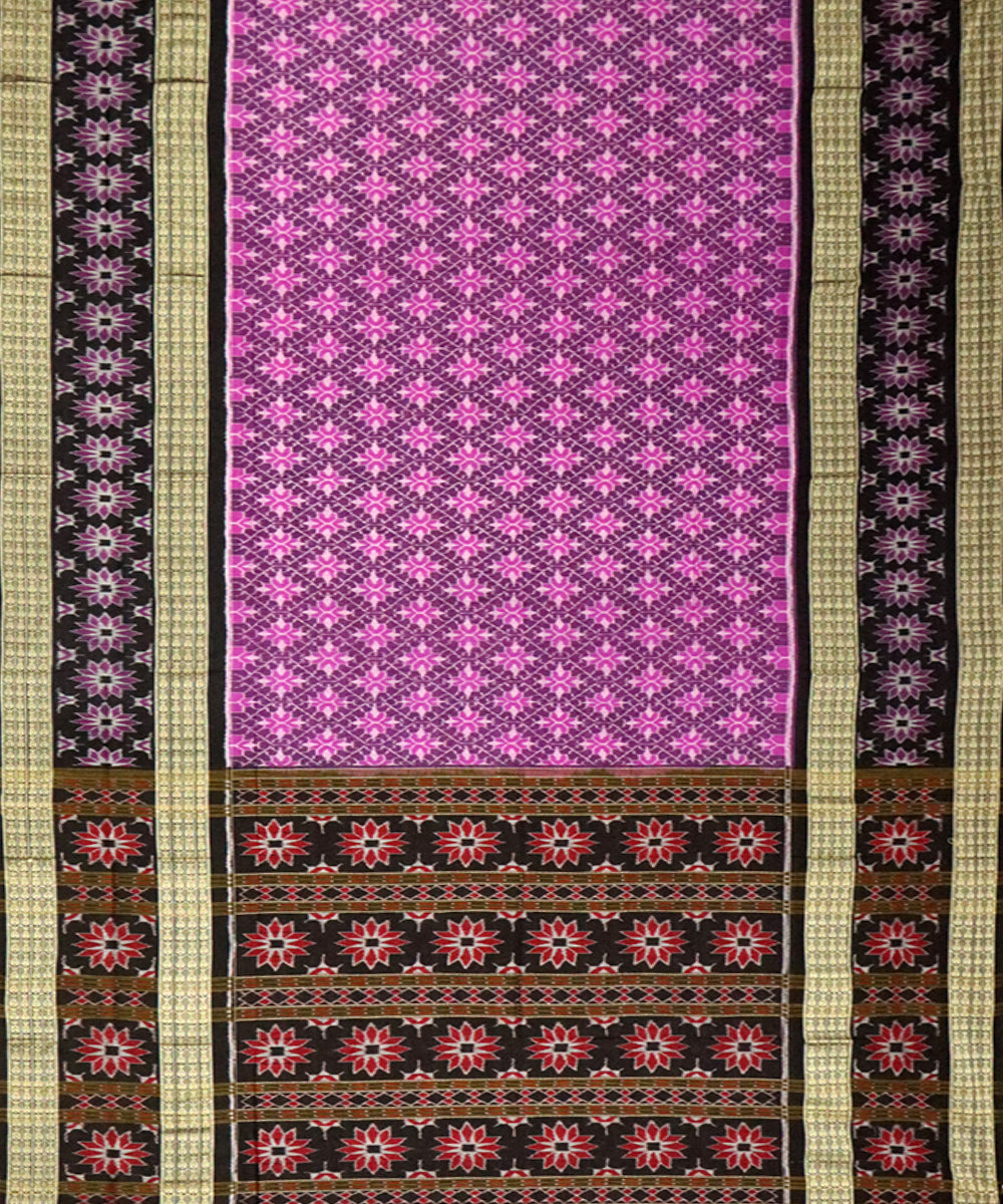 French mauve black cotton handloom sambalpuri saree