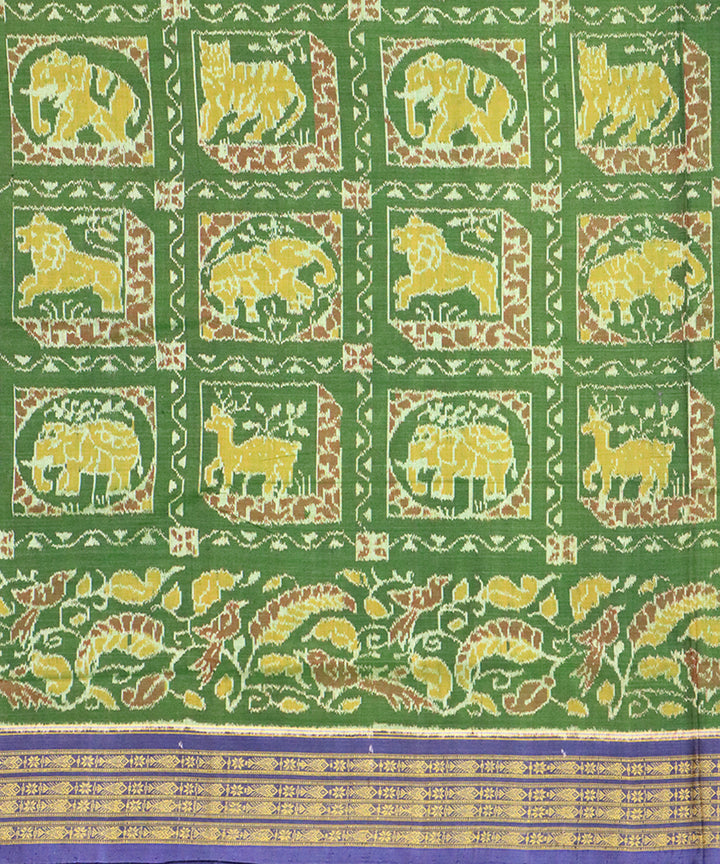 Dark green blue cotton handloom sambalpuri saree