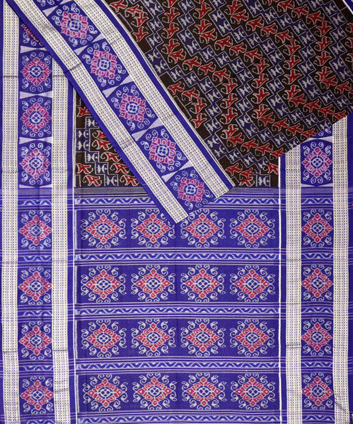 Multicolor navy blue cotton handloom sambalpuri saree