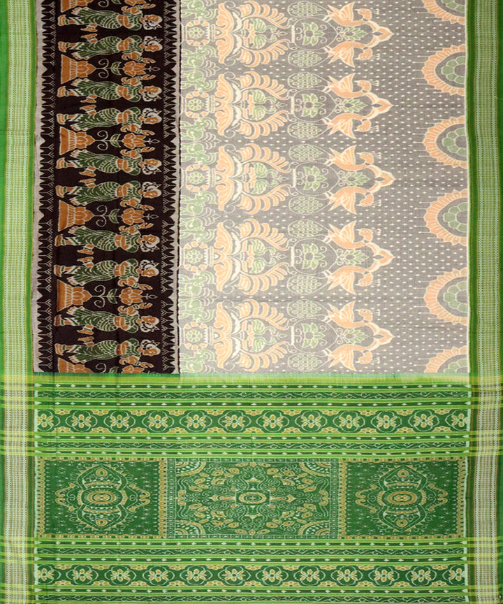 Multicolor dark green cotton handloom sambalpuri saree