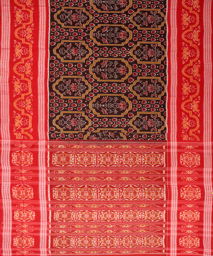 Brown red cotton handloom sambalpuri saree