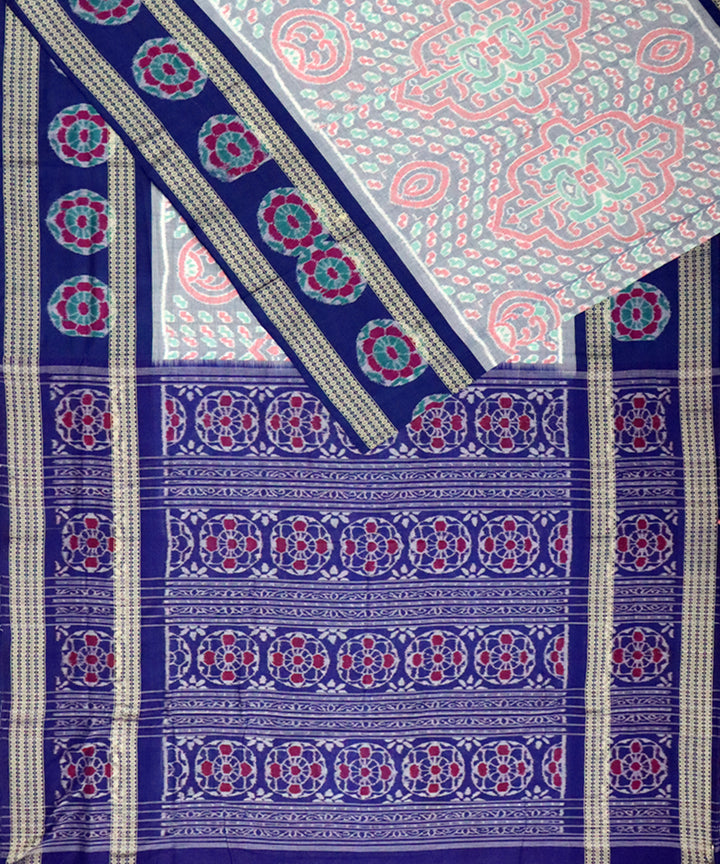 Cool grey navy blue cotton handloom sambalpuri saree