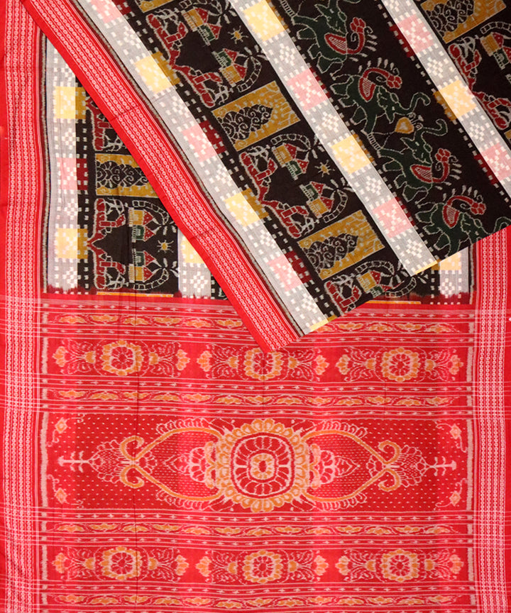 Black red handloom sambalpuri cotton saree