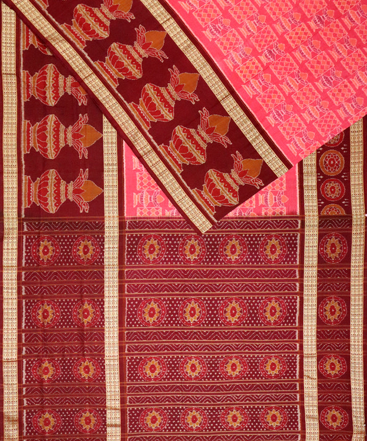 Baker-miller pink bulgarian rose cotton handloom sambalpuri saree