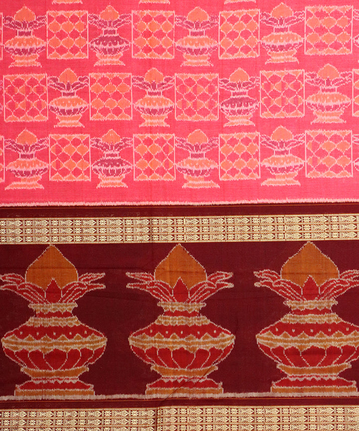 Baker-miller pink bulgarian rose cotton handloom sambalpuri saree