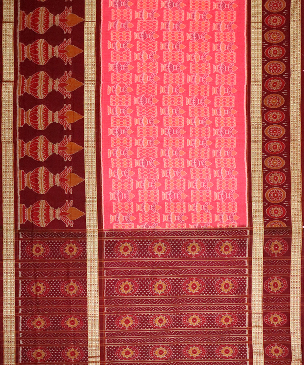 Baker-miller pink bulgarian rose cotton handloom sambalpuri saree