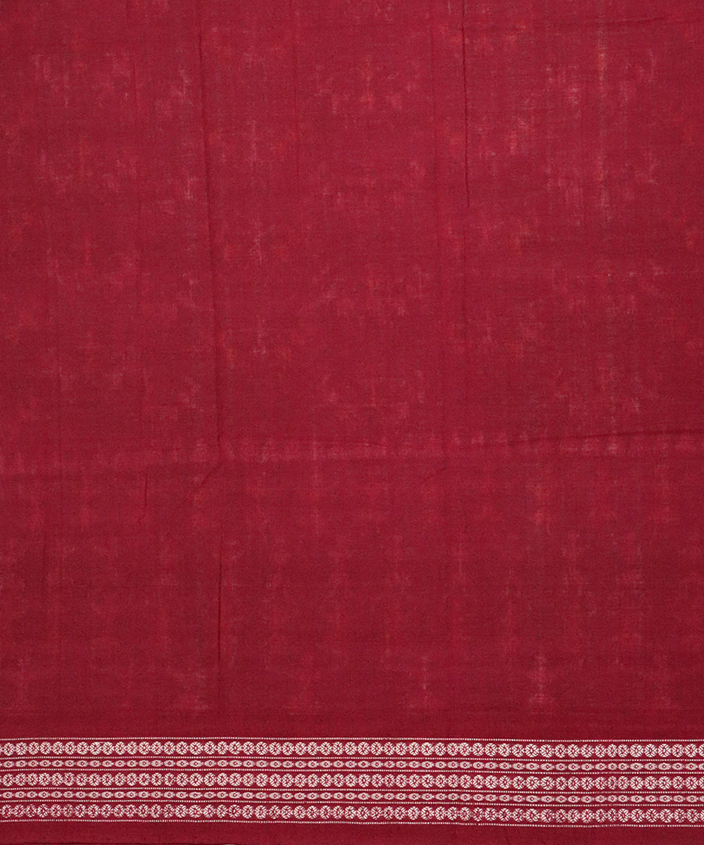 Celadon green barn red cotton handloom sambalpuri saree