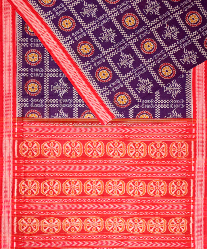 Dark eminence red cotton handloom sambalpuri saree