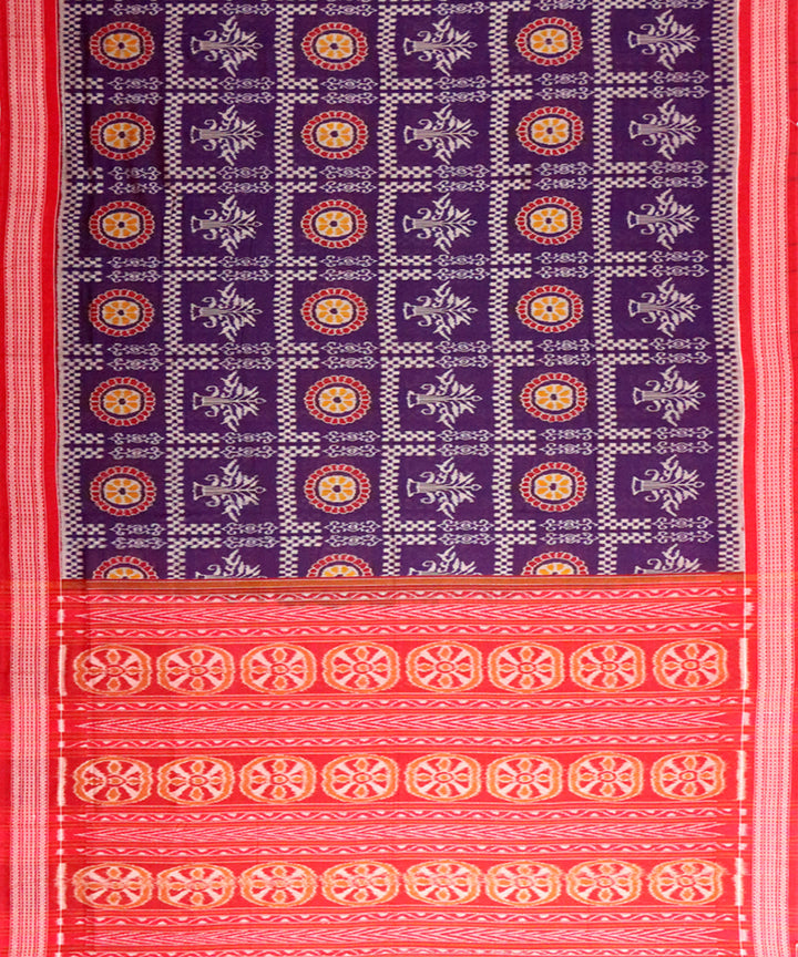 Dark eminence red cotton handloom sambalpuri saree