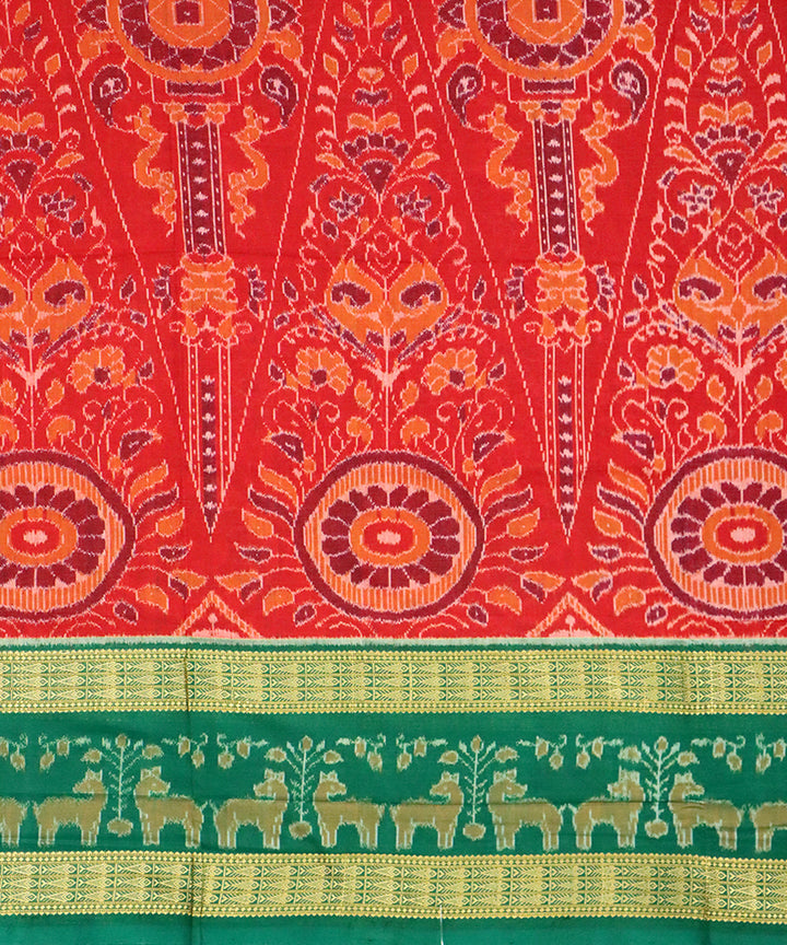 Red green cotton handloom sambalpuri saree