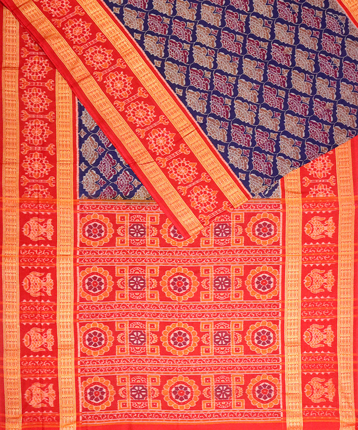 Cyber grape red cotton handloom sambalpuri saree