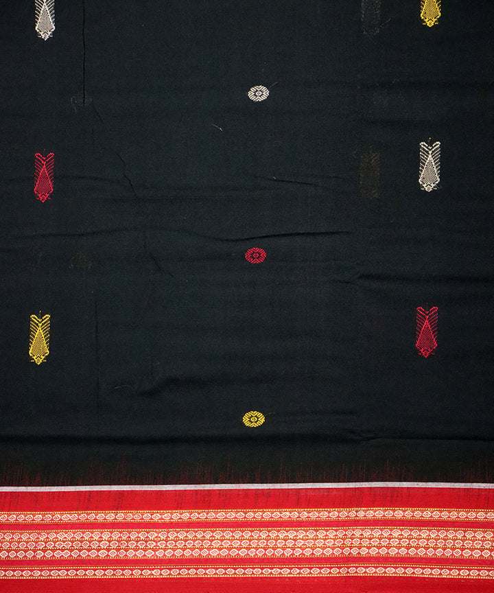 Black red sambalpuri cotton handloom saree