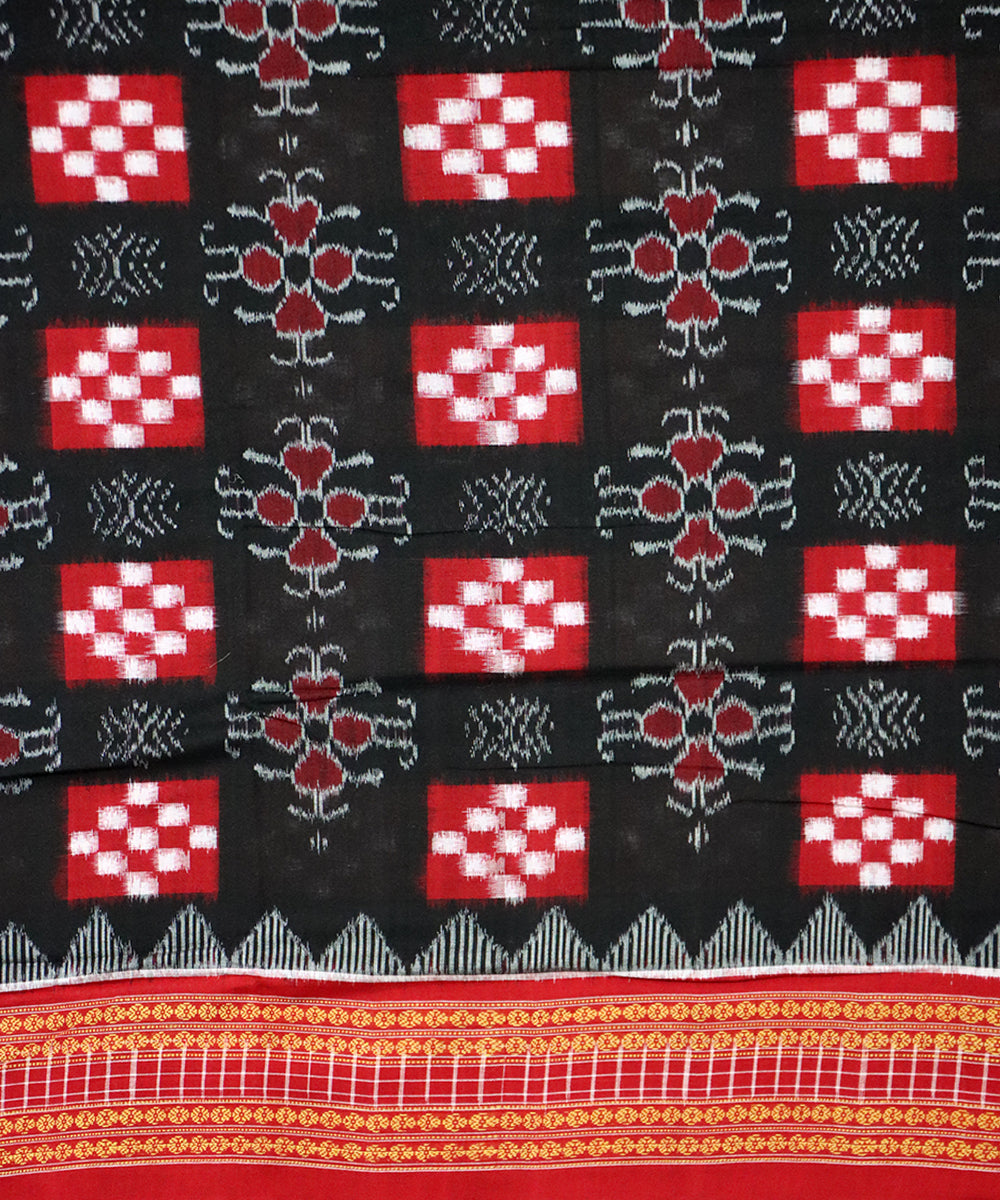 Black red cotton handloom sambalpuri saree