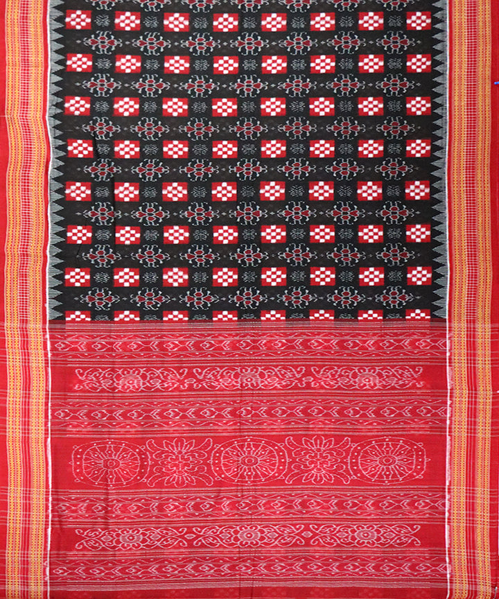 Black red cotton handloom sambalpuri saree