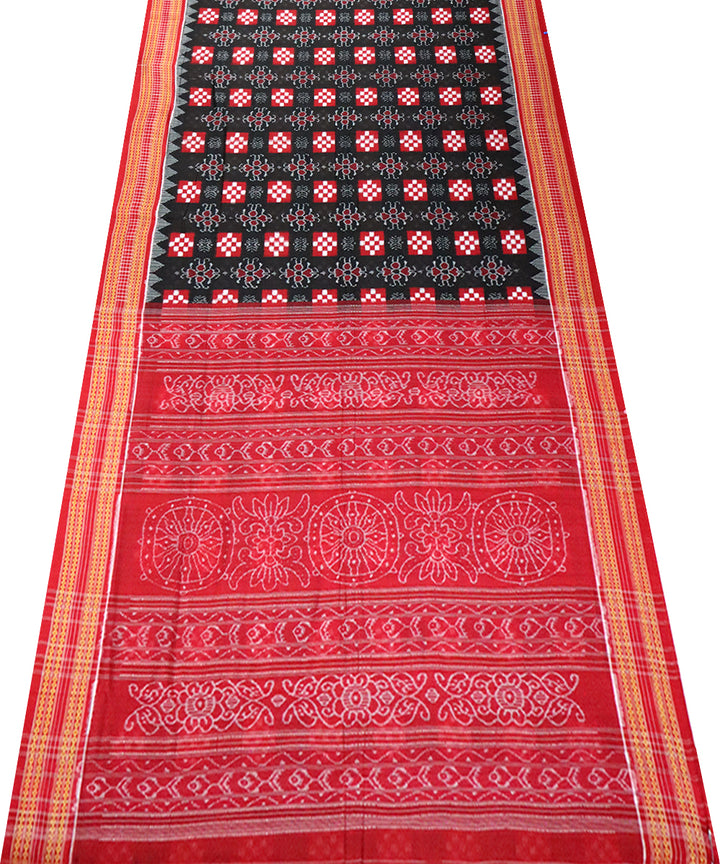 Black red cotton handloom sambalpuri saree