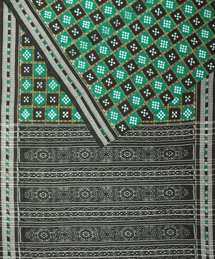 Cadmium green black cotton handloom sambalpuri saree