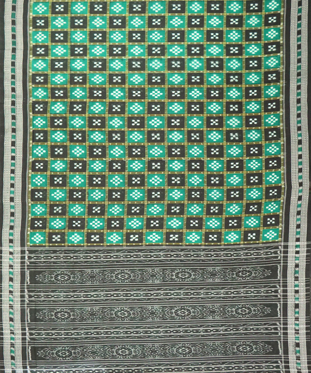 Cadmium green black cotton handloom sambalpuri saree